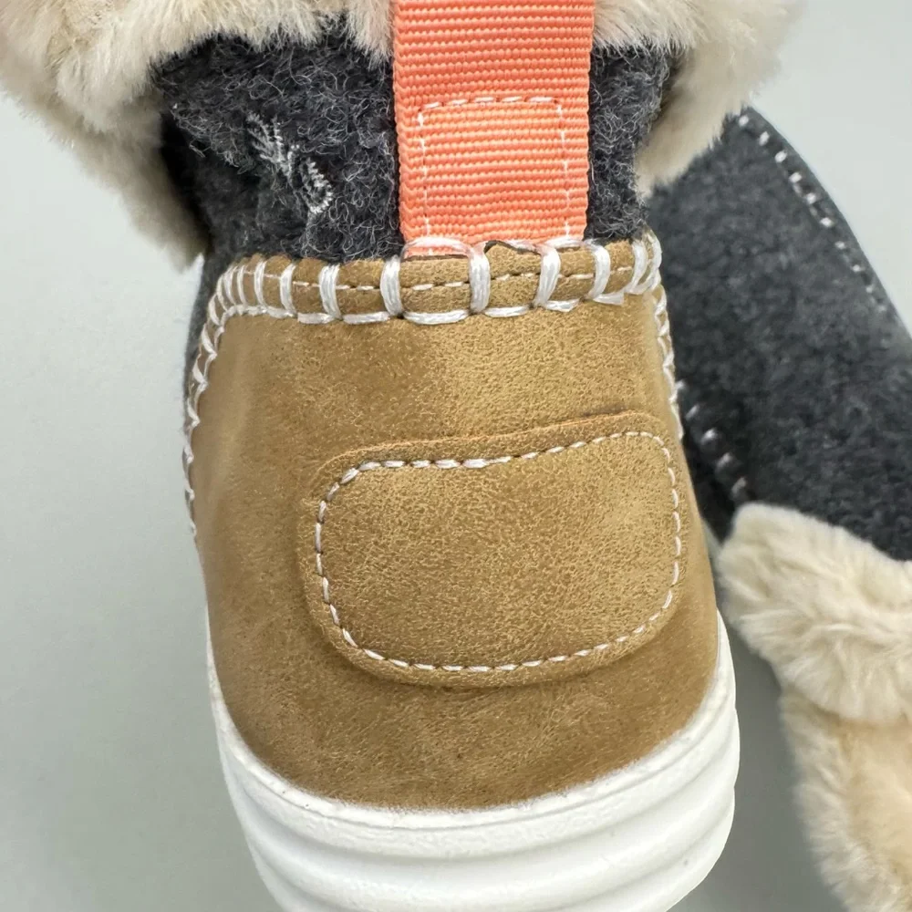 Fuzzy Gray Lined Comfy Women's Winter Shoes Boots Slippers
